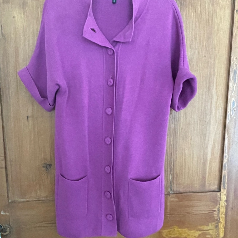 Madison Orchid Purple Cotton Knit Cardigan Sweater L - Picture 2 of 5